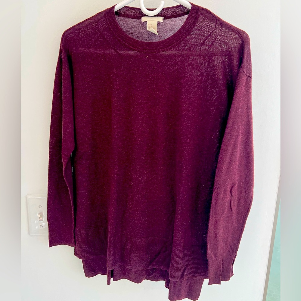 H&M Burgundy Sheer Sweater